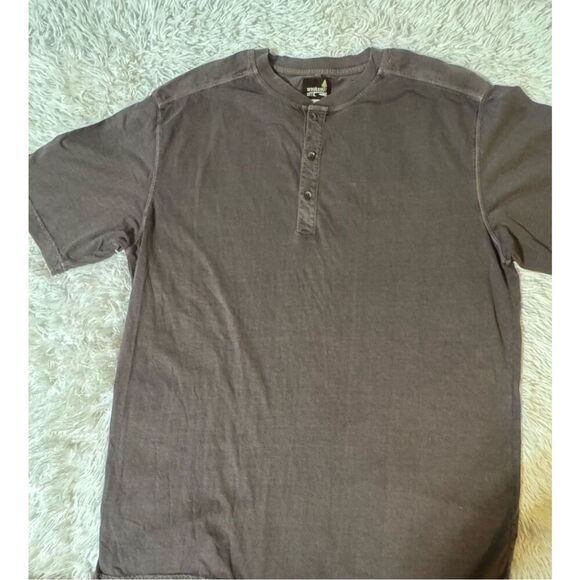Weekendz off Men's short sleeve brown henley slub tee t-shirt L - Picture 3 of 6